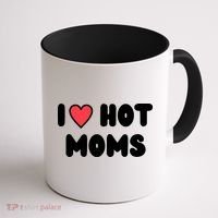 I Love Hot Moms Funny Red Heart Love Moms Coffee Mug thumb 1
