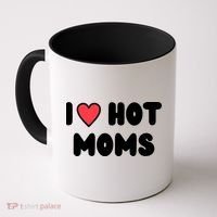 I Love Hot Moms Funny Red Heart Love Moms Coffee Mug thumb 0
