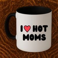 I Love Hot Moms Funny Red Heart Love Moms Coffee Mug thumb 2