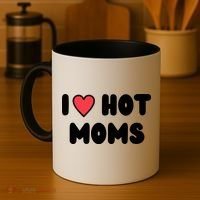 I Love Hot Moms Funny Red Heart Love Moms Coffee Mug thumb 4