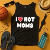 I Love Hot Moms Funny Red Heart Love Moms Tank Top thumb 4
