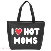 I Love Hot Moms Funny Red Heart Love Moms Tote Bag thumb 0