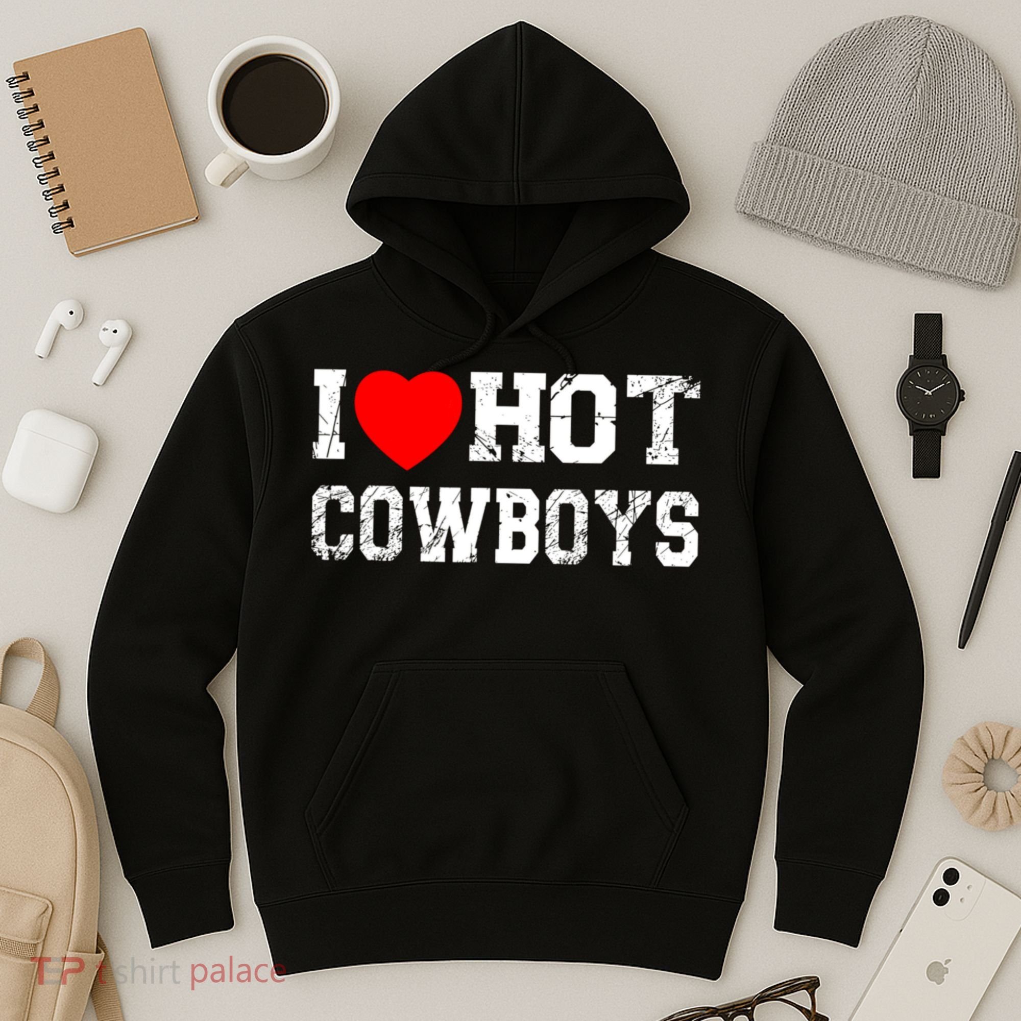 I Love Hot Cowboys, I Heart Hot Cowboys Lover Hoodie