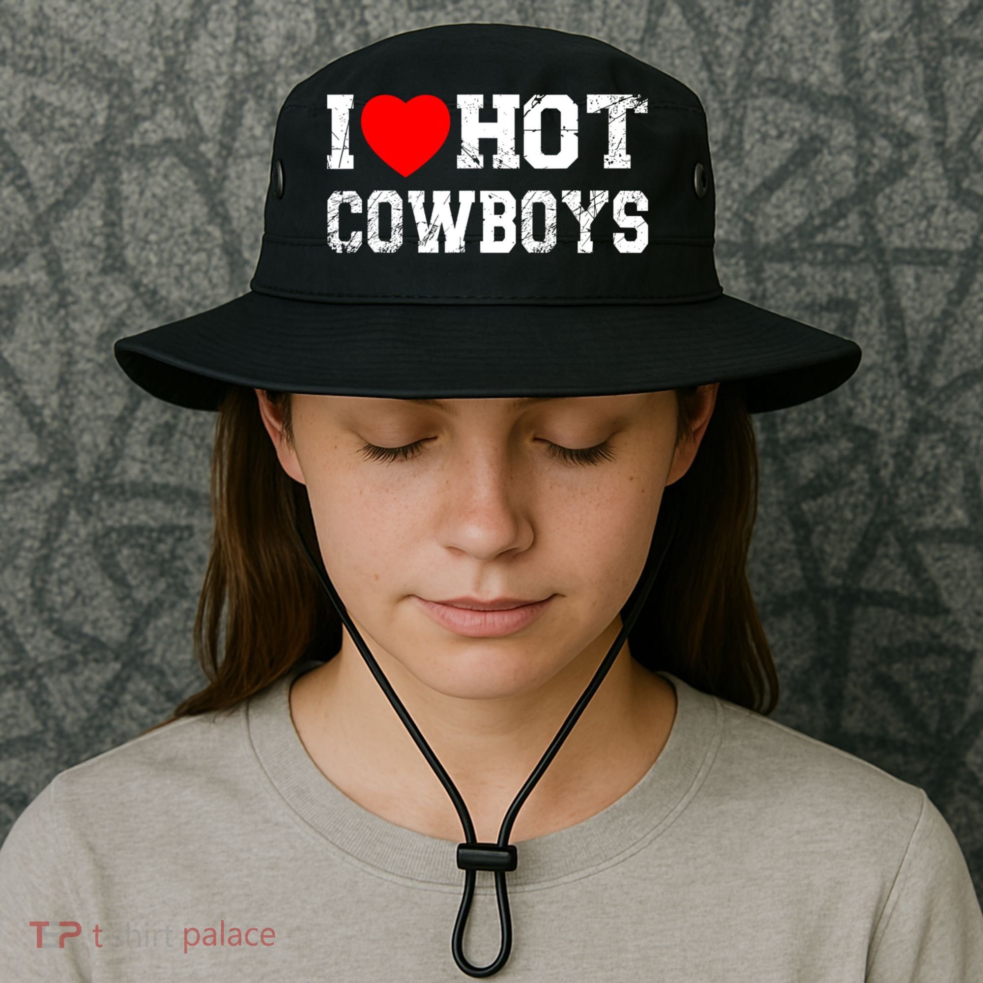 I Love Hot Cowboys, I Heart Hot Cowboys Lover Bucket Hat