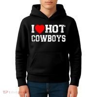 I Love Hot Cowboys, I Heart Hot Cowboys Lover Kids Hoodie thumb 4
