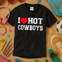 I Love Hot Cowboys, I Heart Hot Cowboys Lover Kids T-Shirt thumb 3
