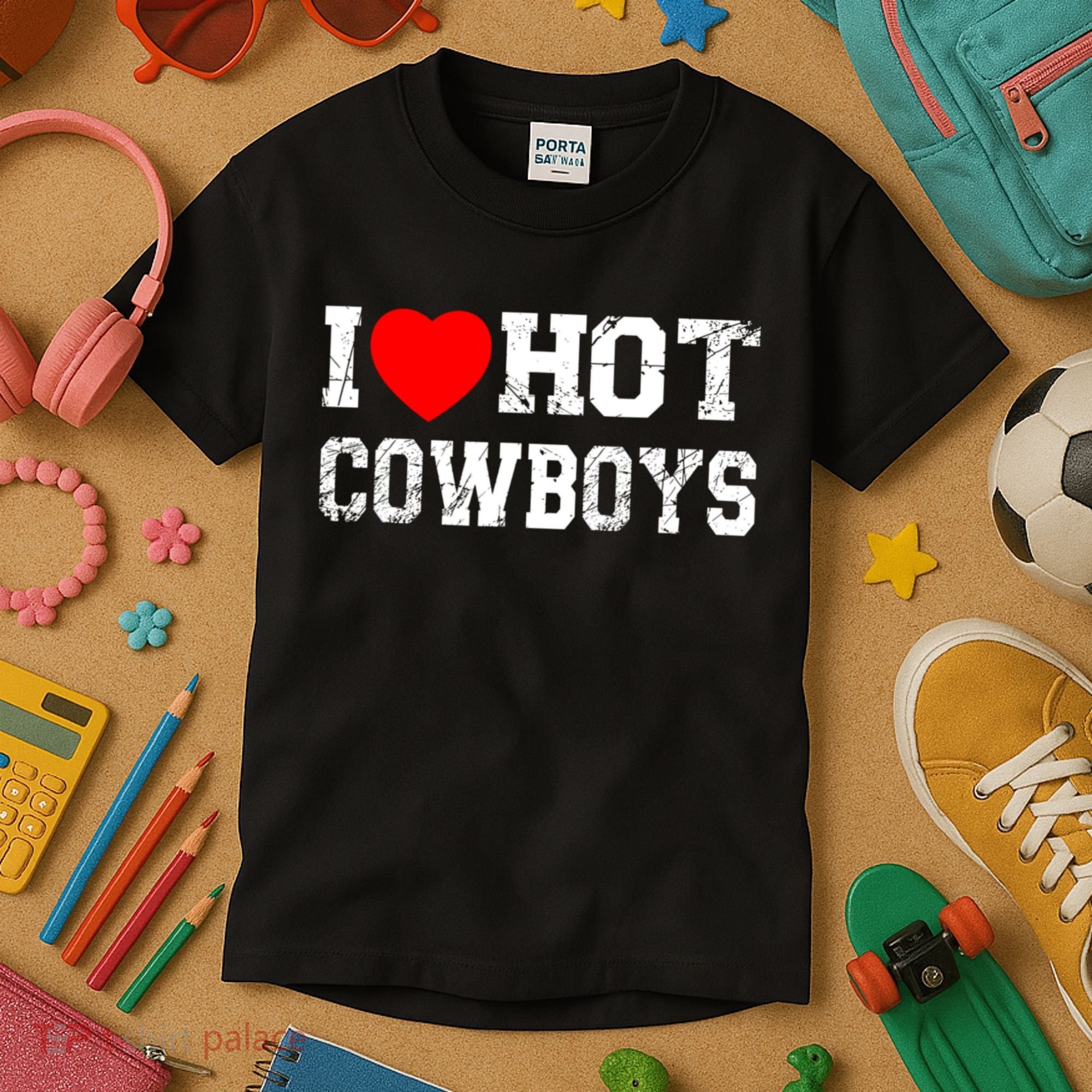 I Love Hot Cowboys, I Heart Hot Cowboys Lover Kids T-Shirt