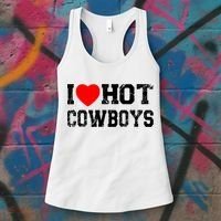 I Love Hot Cowboys, I Heart Hot Cowboys Lover Women's Tank Top thumb 3