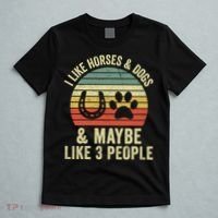 I Like Horses And Dogs And Maybe 3 People Horseback Riding Gift T-Shirt thumb 5