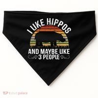 I Like Hippos And Maybe Like 3 People Hippopotamus Hippo Meaningful Gift USA-Made Doggie Bandana thumb 0