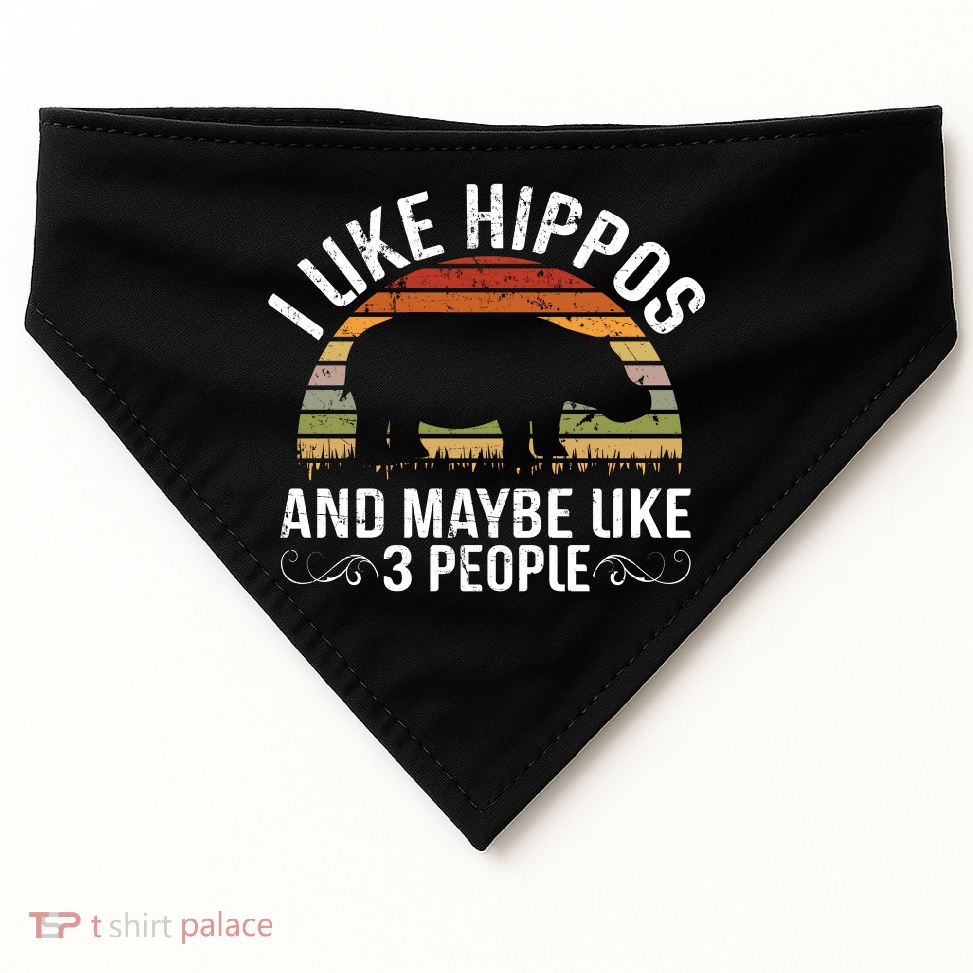 I Like Hippos And Maybe Like 3 People Hippopotamus Hippo Meaningful Gift USA-Made Doggie Bandana