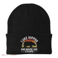I Like Hippos And Maybe Like 3 People Hippopotamus Hippo Meaningful Gift Beanie thumb 0