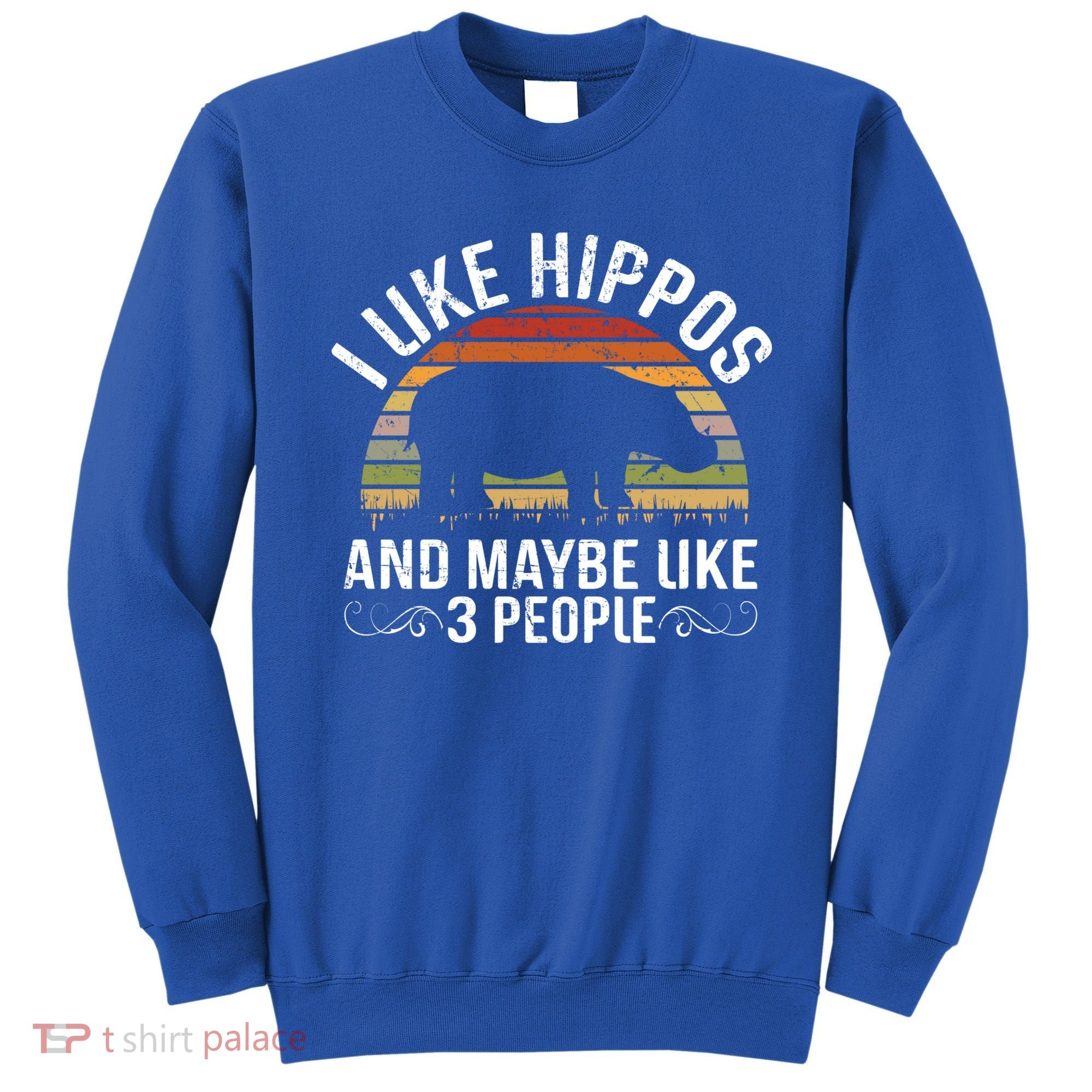 I Like Hippos And Maybe Like 3 People Hippopotamus Hippo Meaningful Gift Sweatshirt
