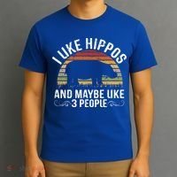 I Like Hippos And Maybe Like 3 People Hippopotamus Hippo Meaningful Gift T-Shirt thumb 3