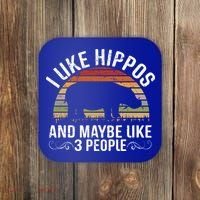 I Like Hippos And Maybe Like 3 People Hippopotamus Hippo Meaningful Gift Coaster thumb 0