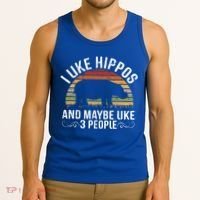 I Like Hippos And Maybe Like 3 People Hippopotamus Hippo Meaningful Gift Tank Top thumb 3