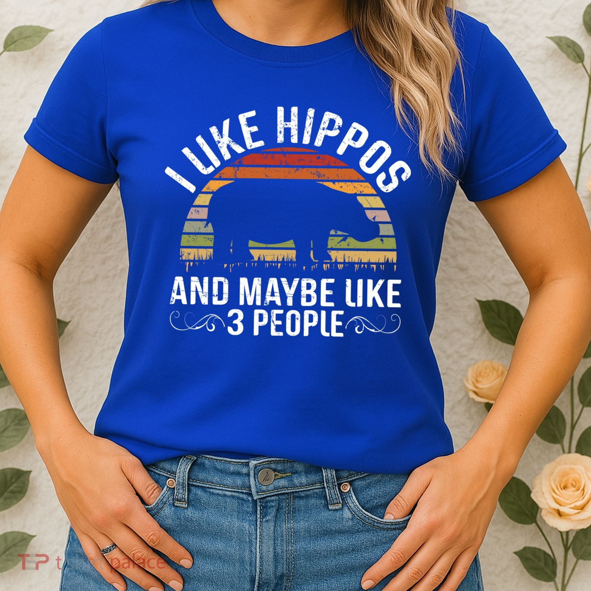 I Like Hippos And Maybe Like 3 People Hippopotamus Hippo Meaningful Gift Women's T-Shirt