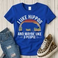 I Like Hippos And Maybe Like 3 People Hippopotamus Hippo Meaningful Gift Women's T-Shirt thumb 3