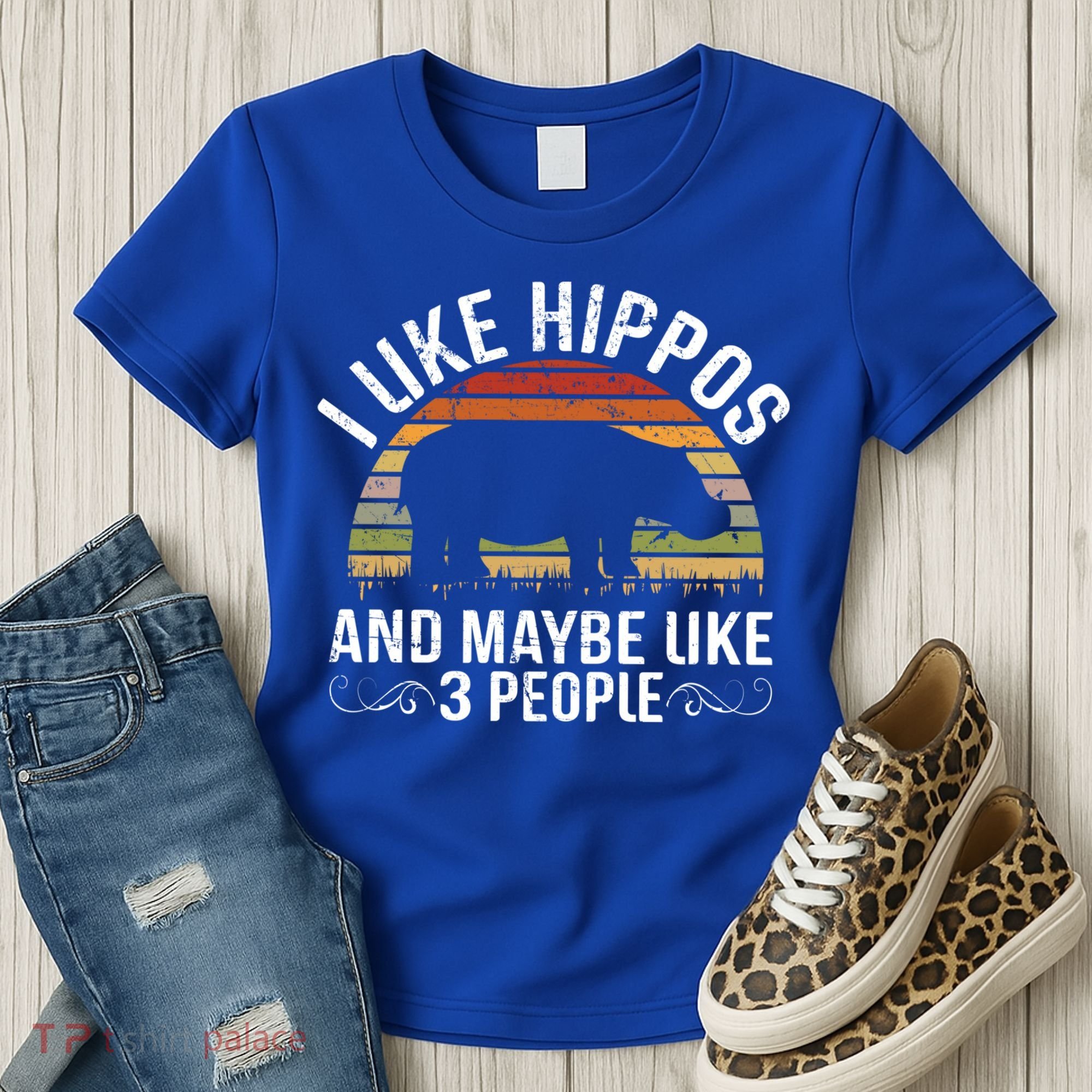 I Like Hippos And Maybe Like 3 People Hippopotamus Hippo Meaningful Gift Women's T-Shirt