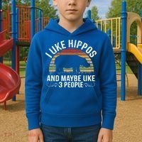 I Like Hippos And Maybe Like 3 People Hippopotamus Hippo Meaningful Gift Kids Hoodie thumb 2