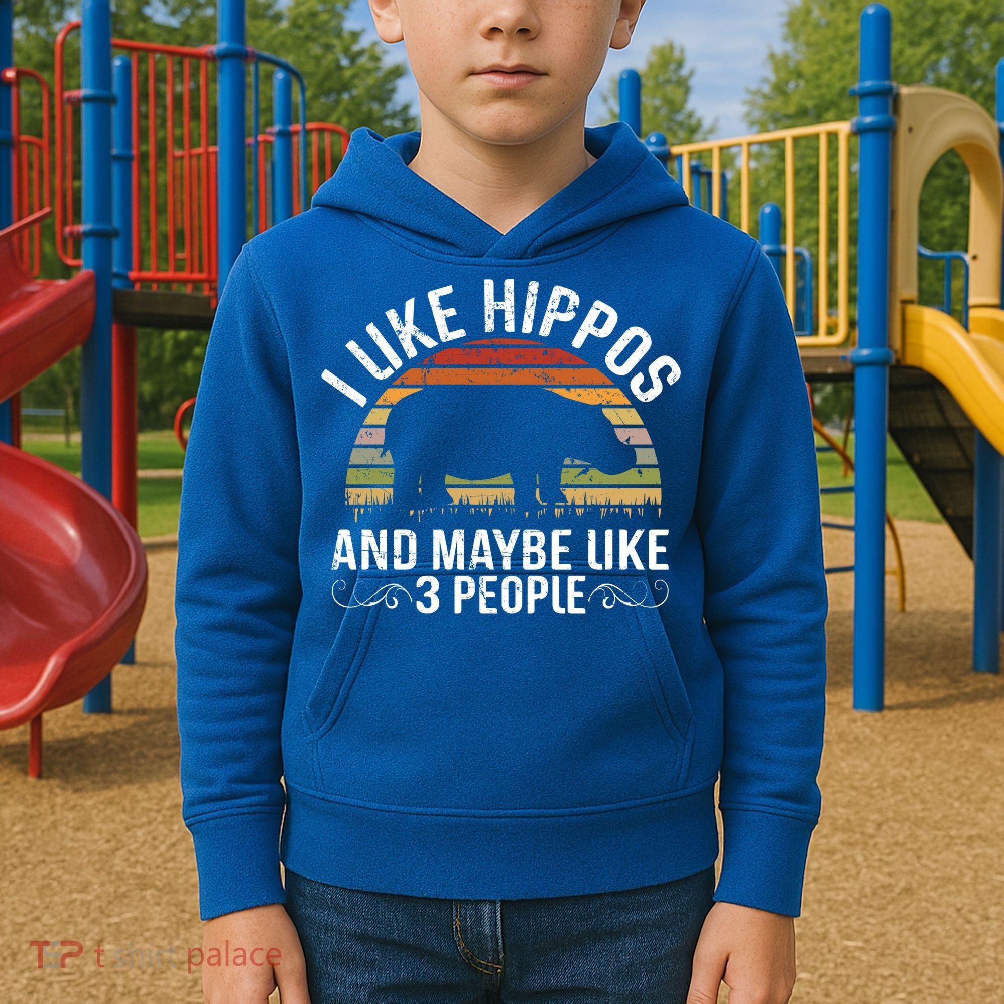 I Like Hippos And Maybe Like 3 People Hippopotamus Hippo Meaningful Gift Kids Hoodie