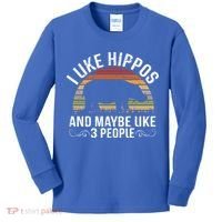 I Like Hippos And Maybe Like 3 People Hippopotamus Hippo Meaningful Gift Kids Long Sleeve Shirt thumb 0