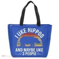 I Like Hippos And Maybe Like 3 People Hippopotamus Hippo Meaningful Gift Tote Bag thumb 0