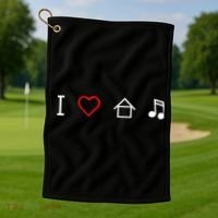 I Love House Music Golf Towel thumb 1