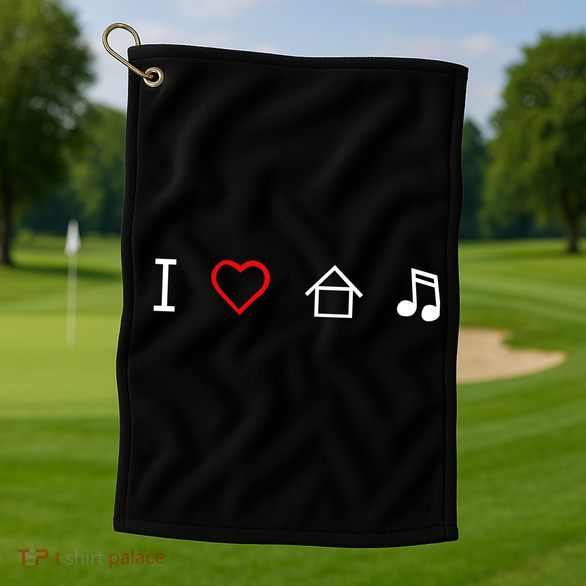 I Love House Music Golf Towel