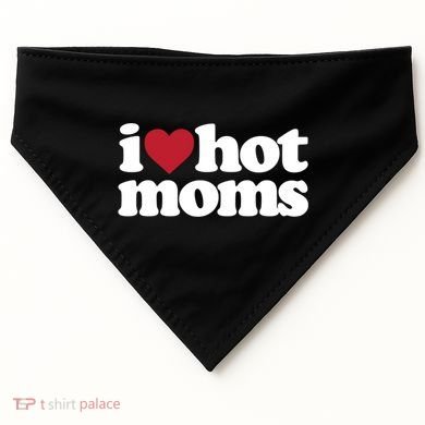 I Love Hot Moms Gift USA-Made Doggie Bandana