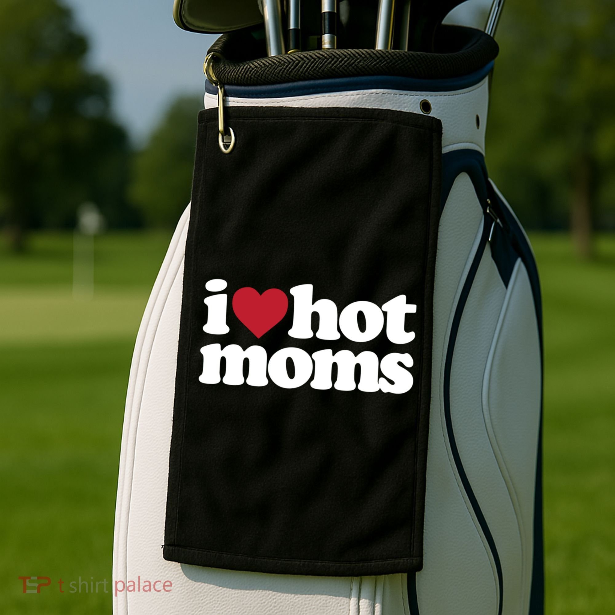 I Love Hot Moms Gift Golf Towel
