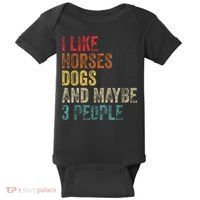 I Like Horses Dogs And Maybe 3 People Baby Bodysuit thumb 0