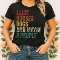 I Like Horses Dogs And Maybe 3 People Women's T-Shirt thumb 2