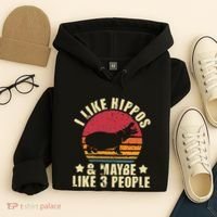 I Like Hippos & Maybe Like 3 People Zookeeper Hippopotamus Hoodie thumb 4