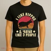 I Like Hippos & Maybe Like 3 People Zookeeper Hippopotamus T-Shirt thumb 3