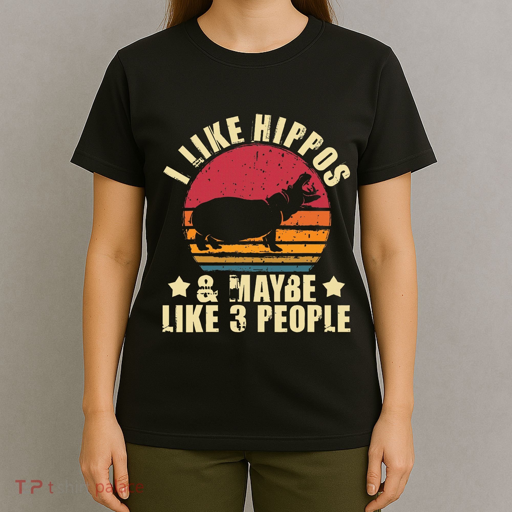 I Like Hippos & Maybe Like 3 People Zookeeper Hippopotamus T-Shirt