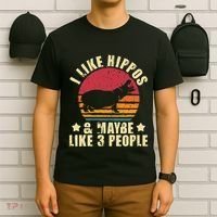 I Like Hippos & Maybe Like 3 People Zookeeper Hippopotamus T-Shirt thumb 6