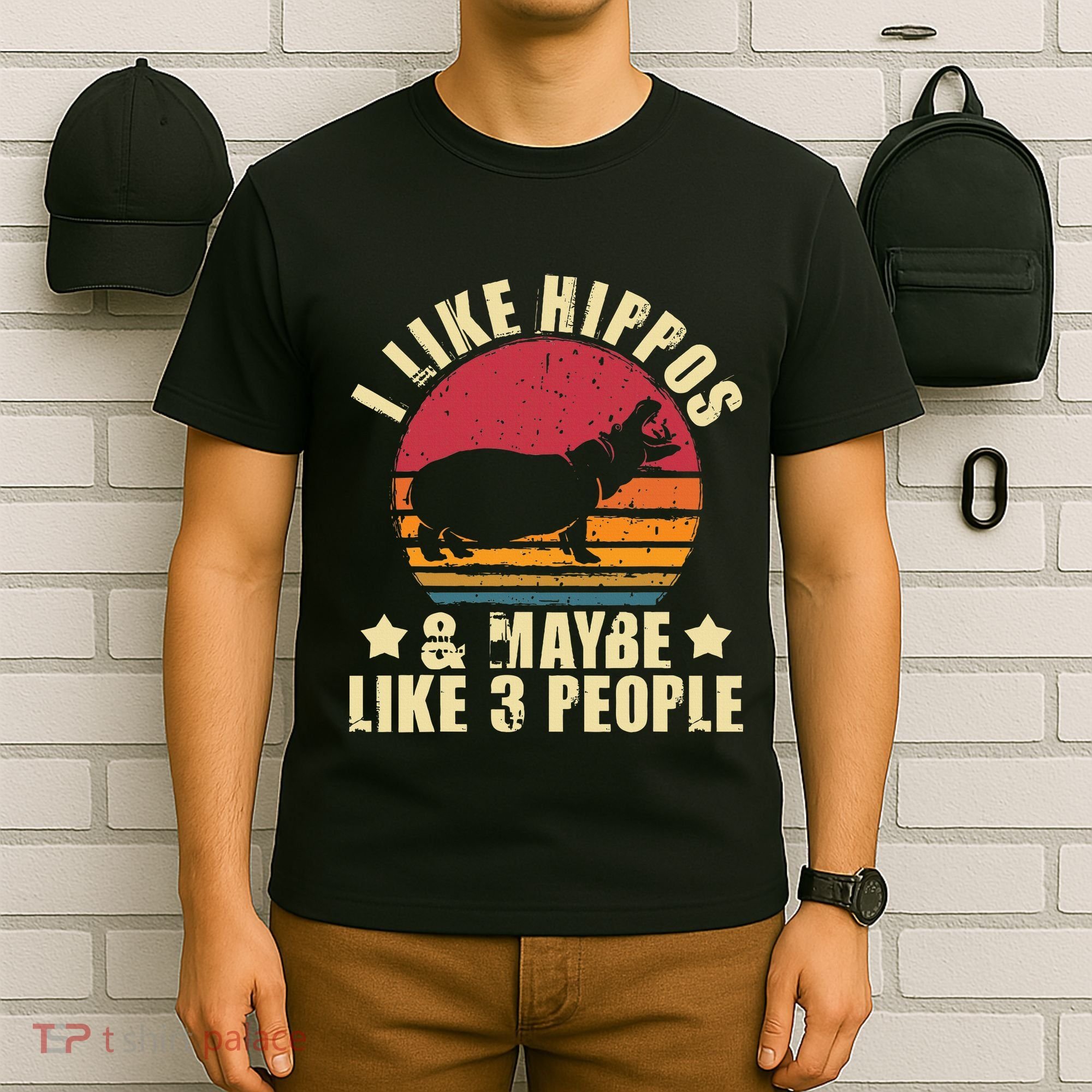 I Like Hippos & Maybe Like 3 People Zookeeper Hippopotamus T-Shirt