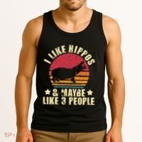 I Like Hippos & Maybe Like 3 People Zookeeper Hippopotamus Tank Top thumb 3