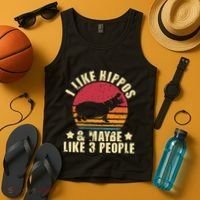 I Like Hippos & Maybe Like 3 People Zookeeper Hippopotamus Tank Top thumb 4