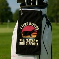 I Like Hippos & Maybe Like 3 People Zookeeper Hippopotamus Golf Towel thumb 2