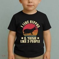 I Like Hippos & Maybe Like 3 People Zookeeper Hippopotamus Toddler T-Shirt thumb 2