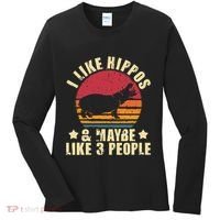 I Like Hippos & Maybe Like 3 People Zookeeper Hippopotamus Women's Long Sleeve Shirt thumb 0