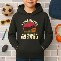 I Like Hippos & Maybe Like 3 People Zookeeper Hippopotamus Kids Hoodie thumb 2