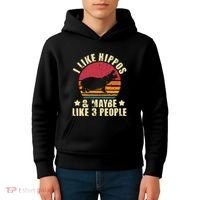 I Like Hippos & Maybe Like 3 People Zookeeper Hippopotamus Kids Hoodie thumb 4
