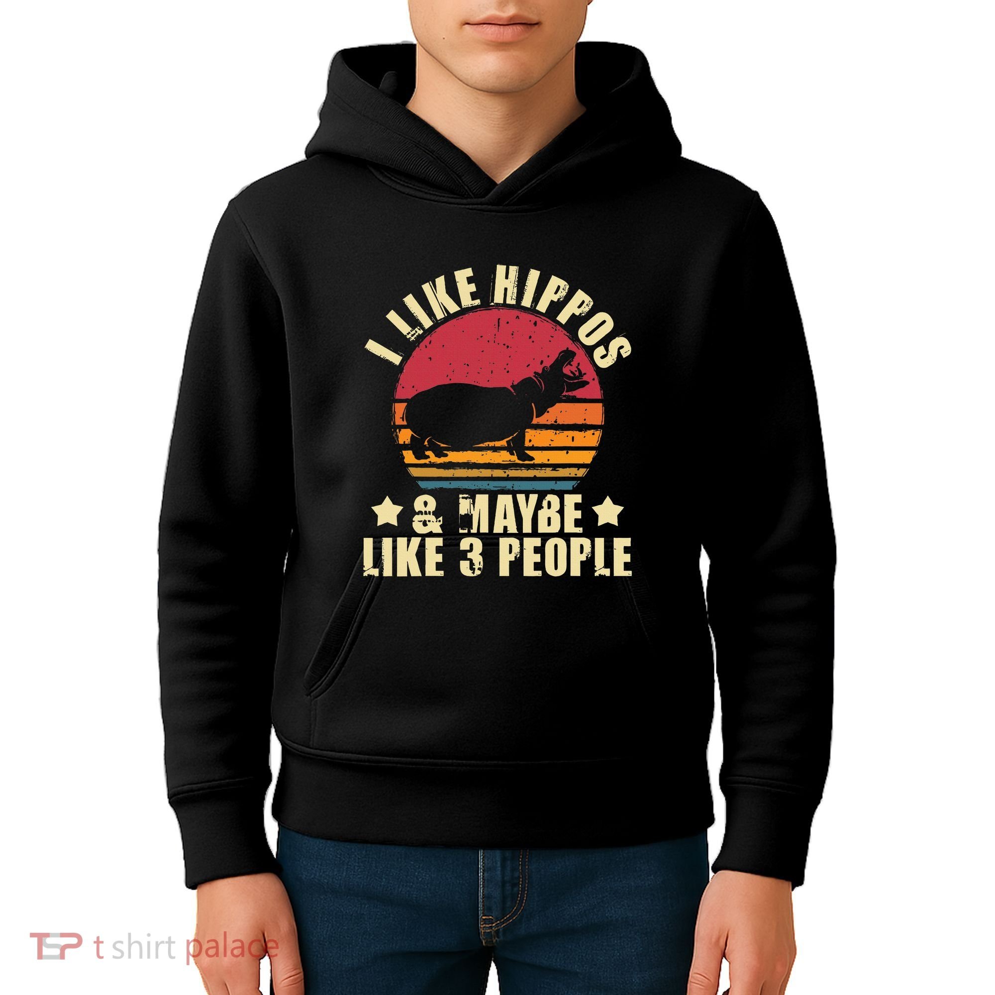 I Like Hippos & Maybe Like 3 People Zookeeper Hippopotamus Kids Hoodie