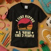 I Like Hippos & Maybe Like 3 People Zookeeper Hippopotamus Kids T-Shirt thumb 3