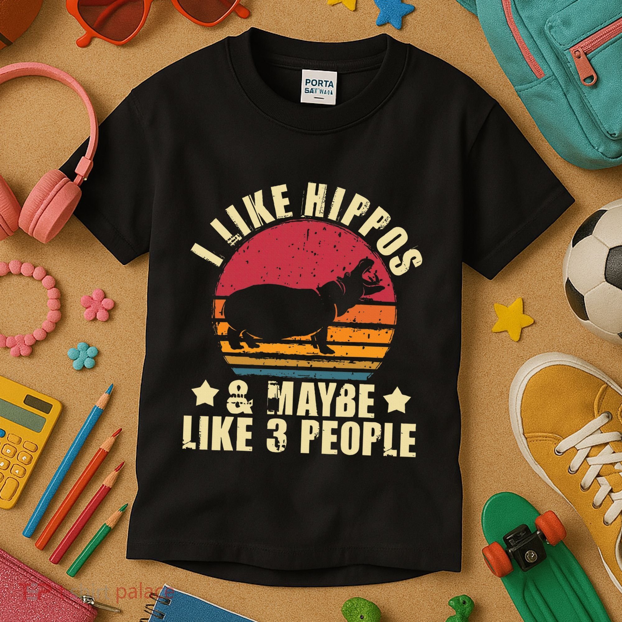 I Like Hippos & Maybe Like 3 People Zookeeper Hippopotamus Kids T-Shirt