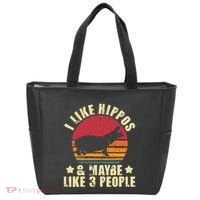 I Like Hippos & Maybe Like 3 People Zookeeper Hippopotamus Tote Bag thumb 0