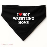 I Love Hot Wrestling Moms Groovy  USA-Made Doggie Bandana thumb 0